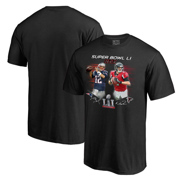 Atlanta Falcons vs. New England Patriots Pro Line by Fanatics Branded Super Bowl LI Dueling Player Match-Up Name & Number T-Shirt - Black